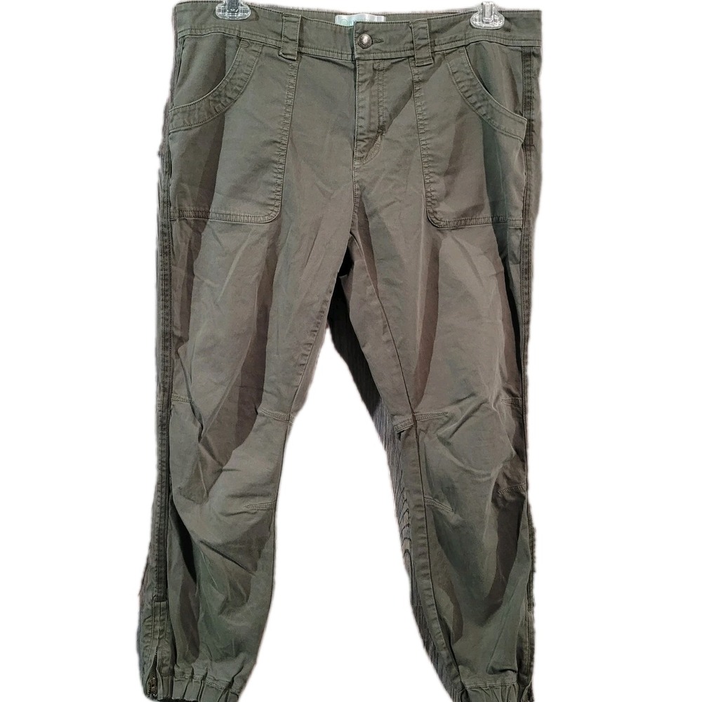 Aventura Organic Cotton Cargo Joggers Sz 10 Green Taupe Hiking Outdoors